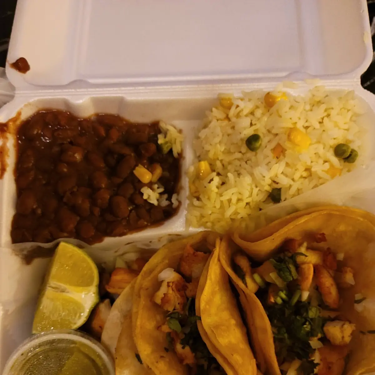 Chicken Taco with Rice and Beans