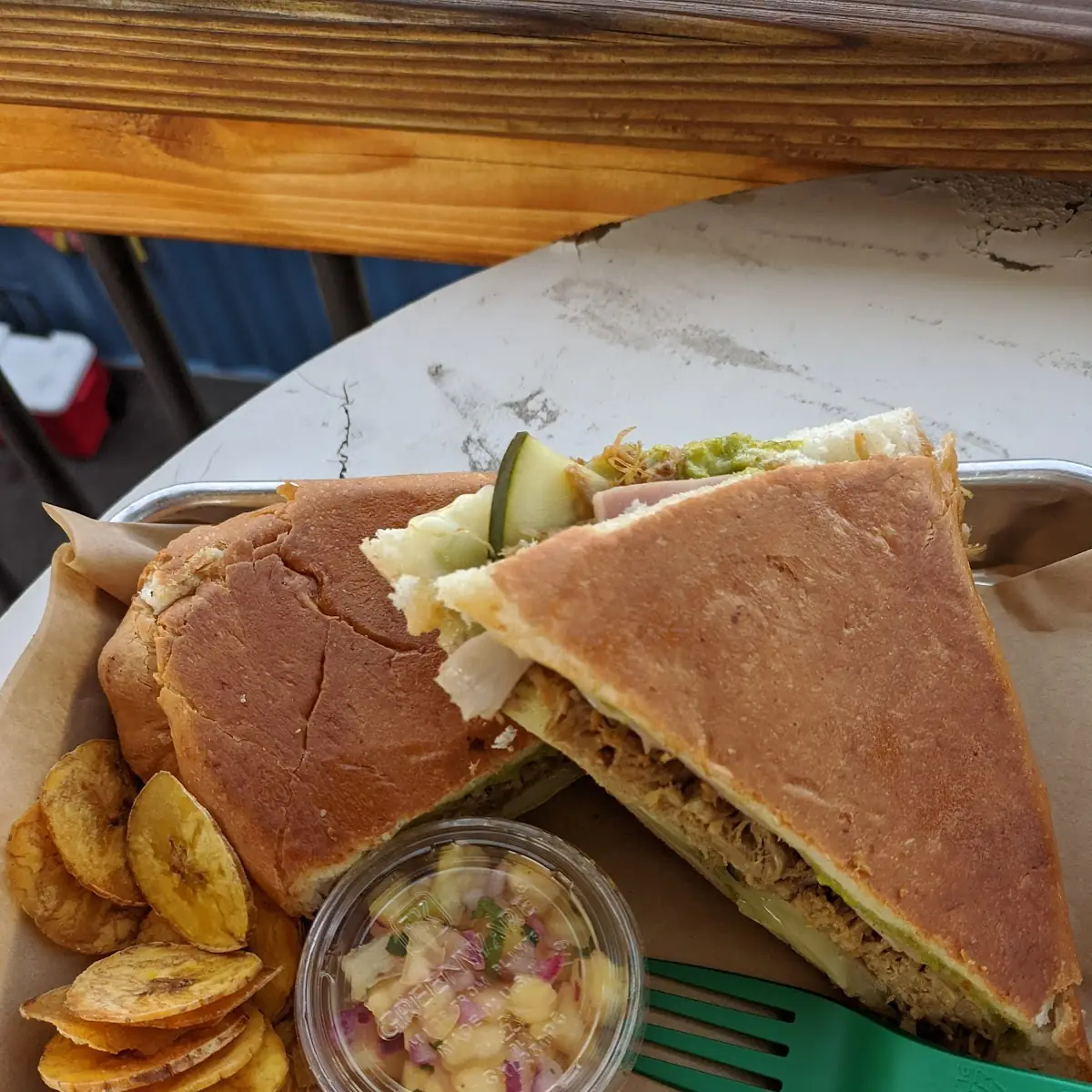 Cubano Sandwich and Plantain Chips
