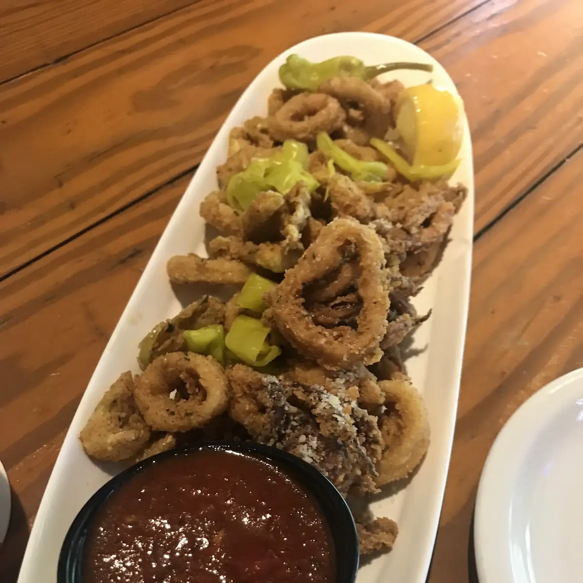 Fried Calamari with Pepperoncini Peppers May Be Ordered Tossed in Hot Medium or Mild Wing Sauce