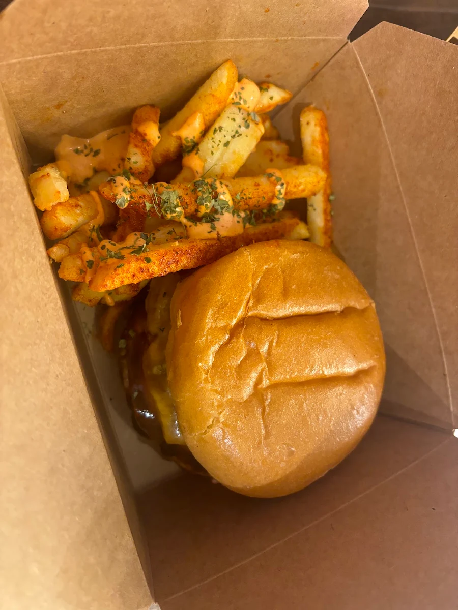 Mixed Veggie Burger with Masala Fries, T.O.'s Kathi Roll Eatery Brampton West