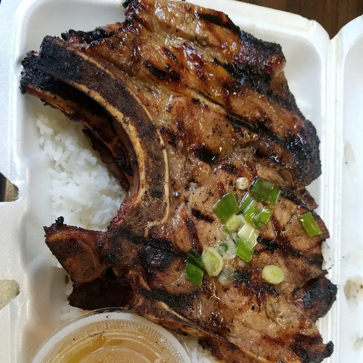 Grilled Pork Chops over White Rice