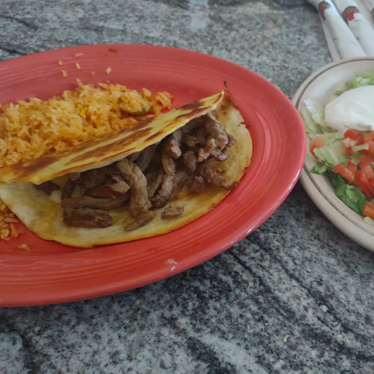 Steak Quesadilla with Rice