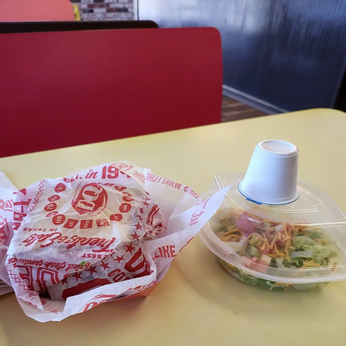 Double Bacon Cheeseburger with Salad