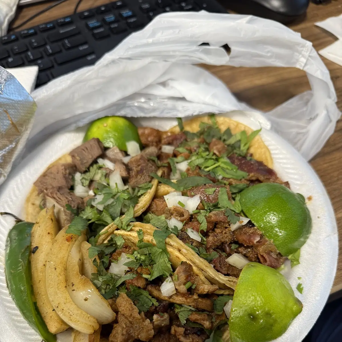 Assorted Tacos with Grilled Onions