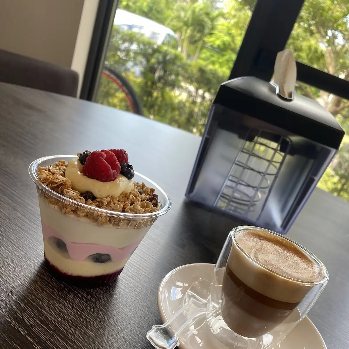 Yogurt Parfait and Espresso with Oatmilk