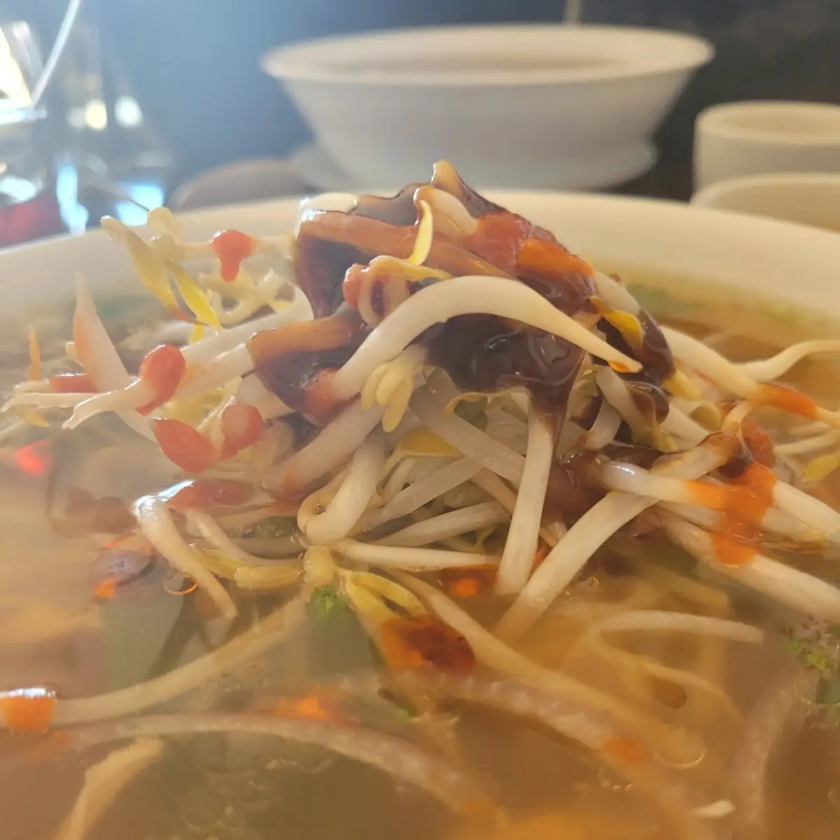 Beef Satay Noodle Soup with Bean Sprouts