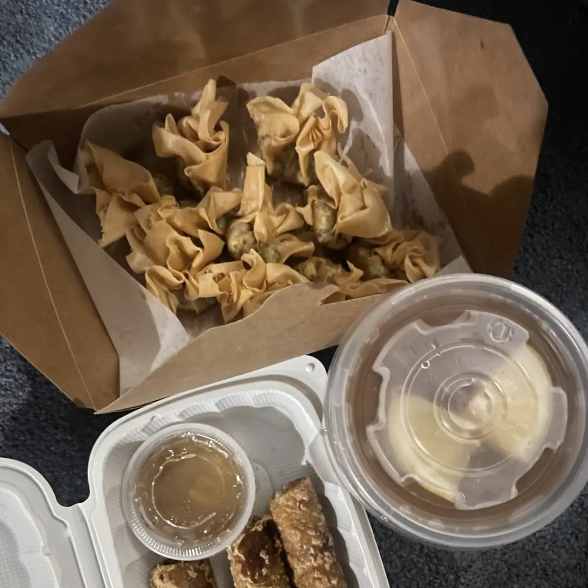 Imperial Rolls Spinach Rangoon and Henry’S’ Iced Tea