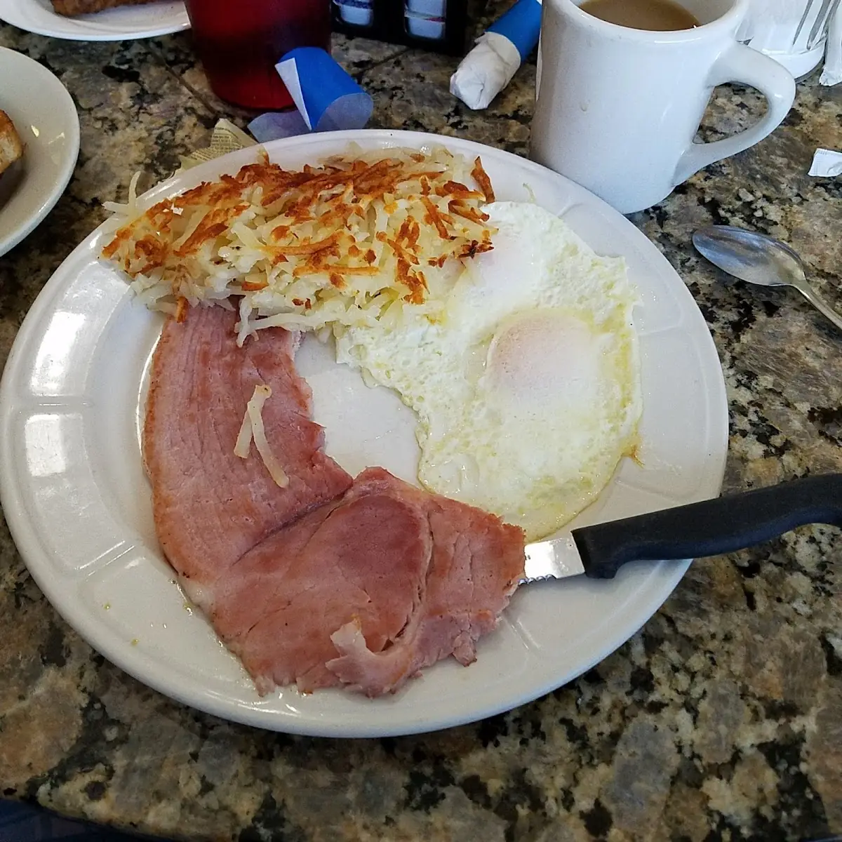 Ham and Eggs with Hash Brown Potatoes