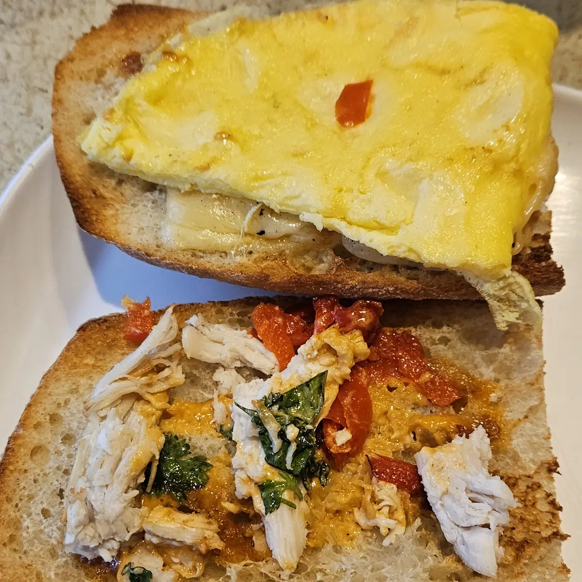 Chipotle Chicken Scrambled Egg & Avocado on Ciabatta