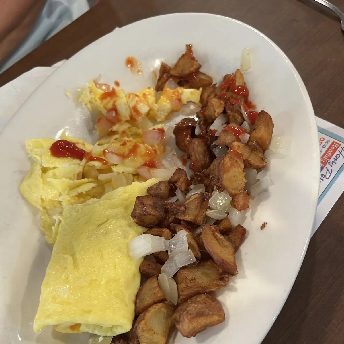 Cheese Omelette with Fried Onions