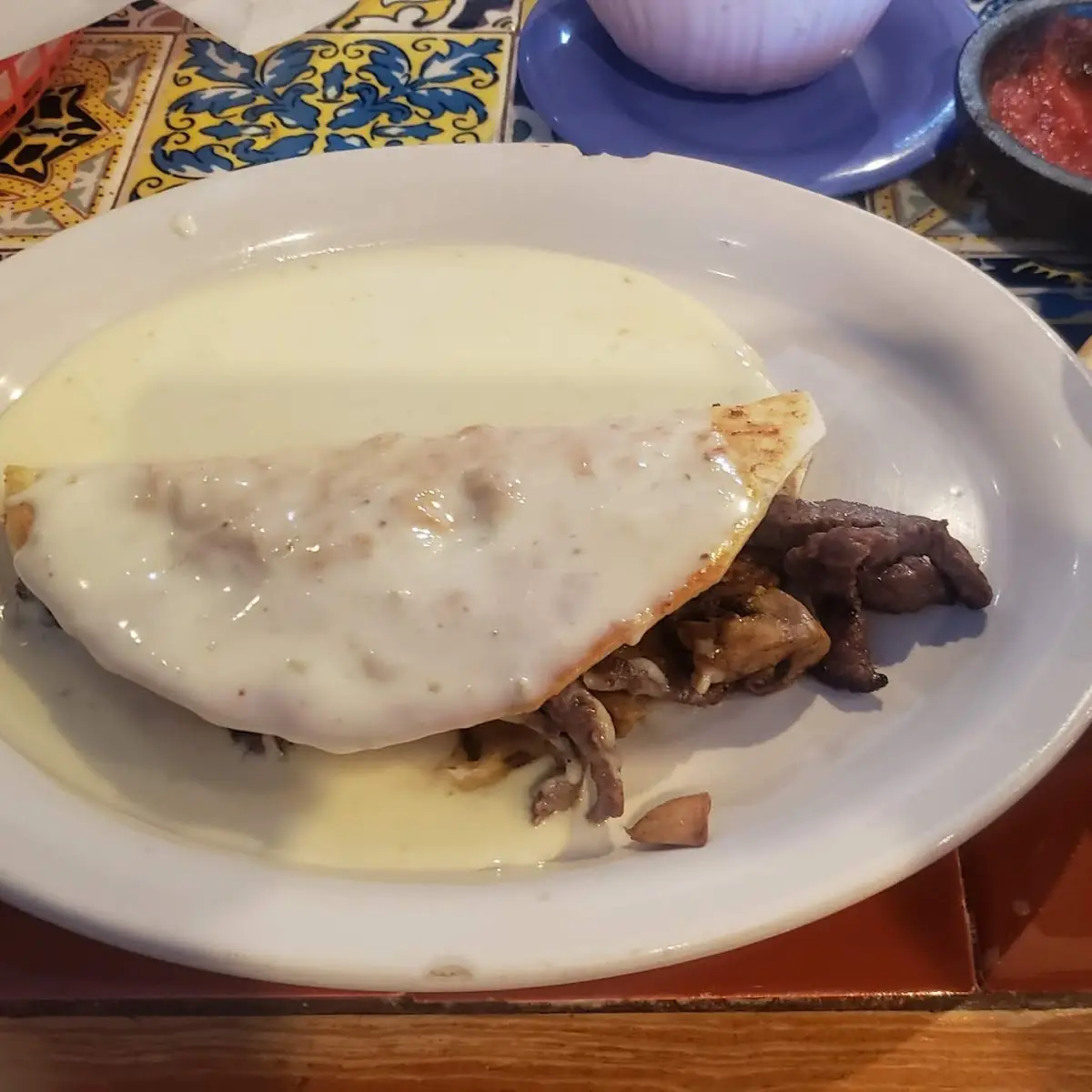 Steak Quesadilla & Black Bean Soup