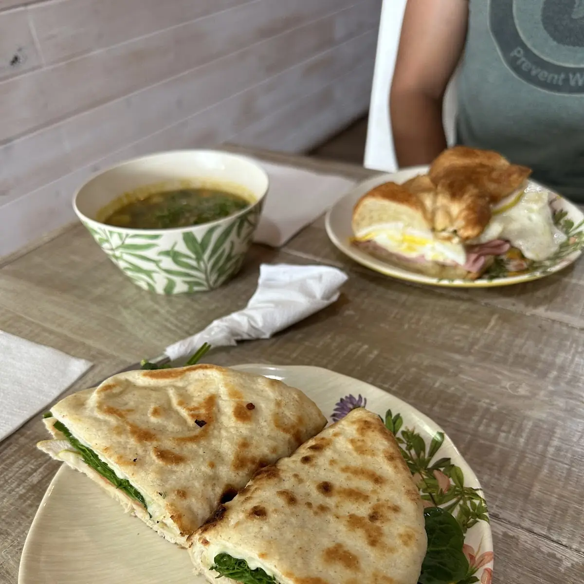 Soup and Breakfast Sandwich