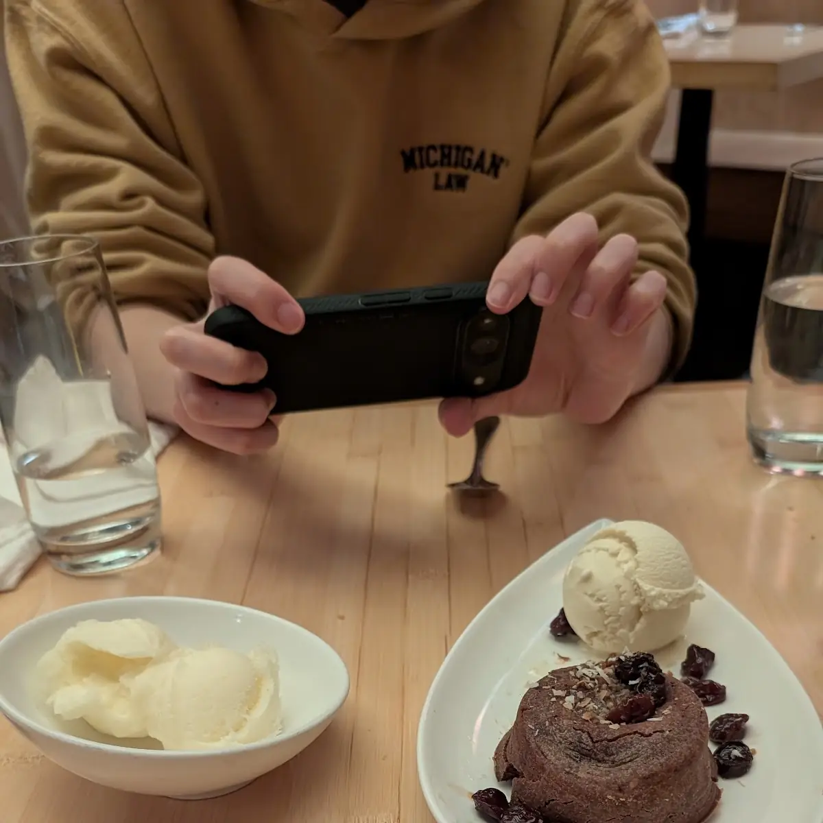 Warm Chocolate Cake with Coconut Ice Cream