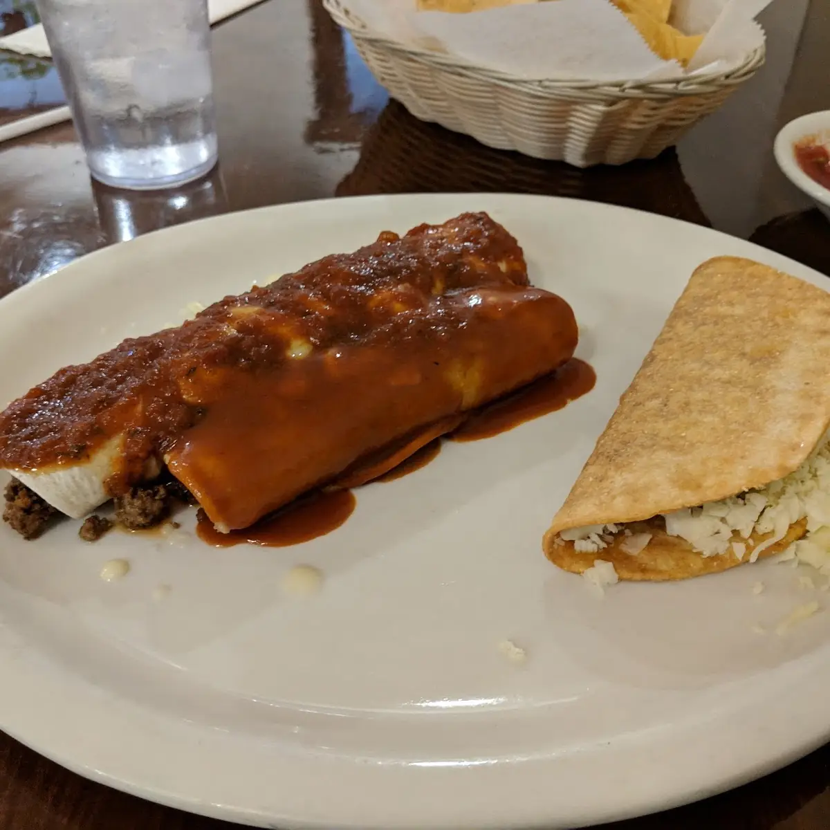 Combo 10 Beef Enchilada Burrito and Crispy Taco