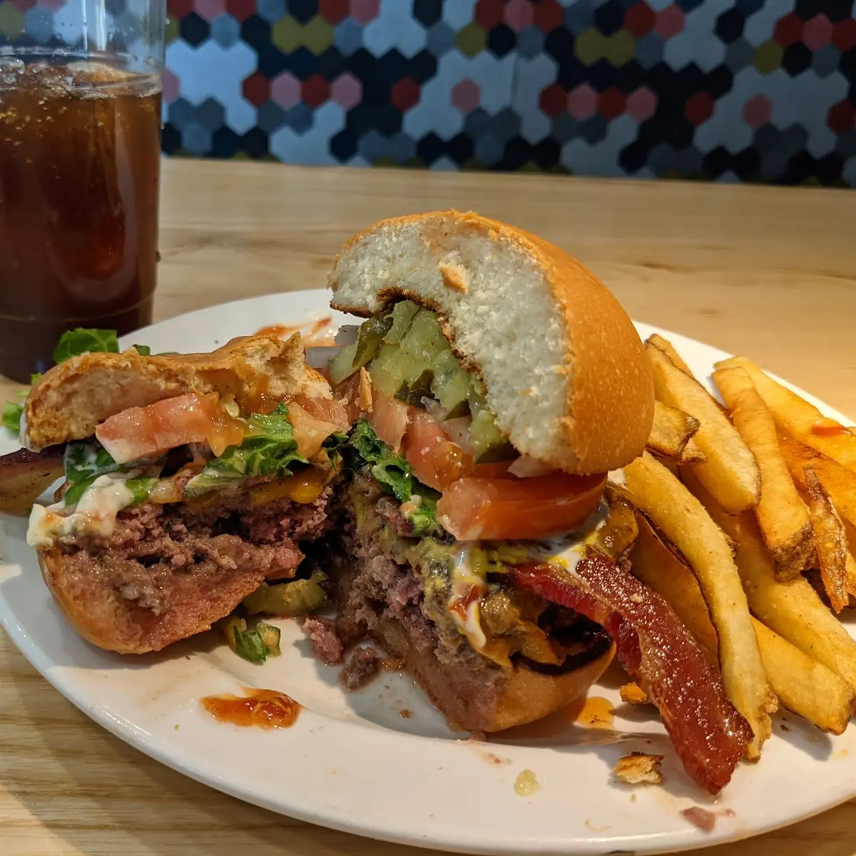 Bacon Cheese Burger w Fries