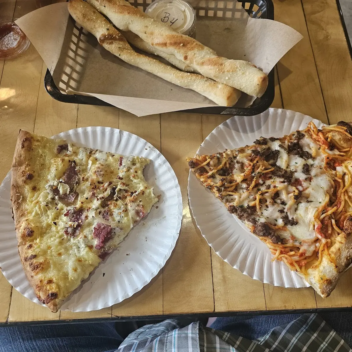 Corned Beef on Left Spaghetti on Right