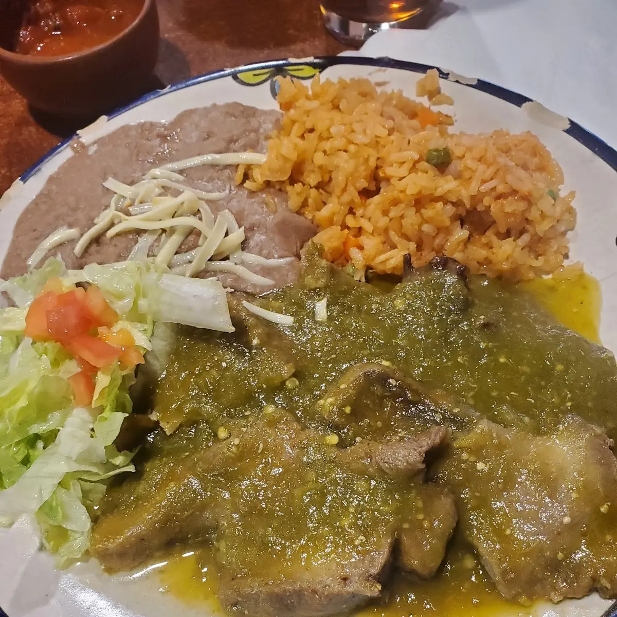 Lengua Covered in Green Chile