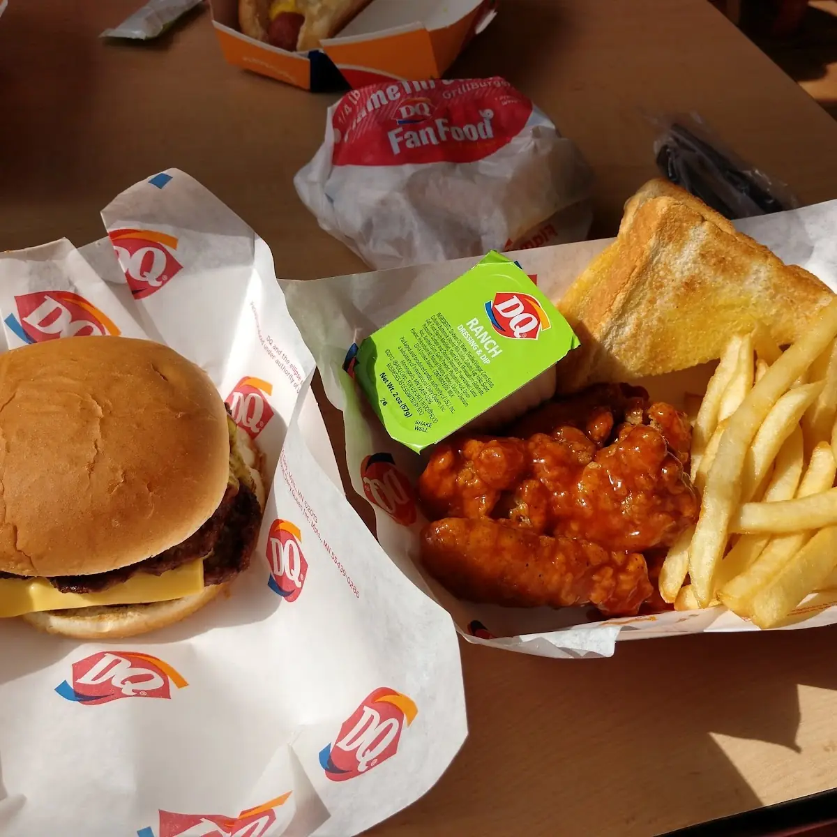Chicken Strip Basket and a Burger