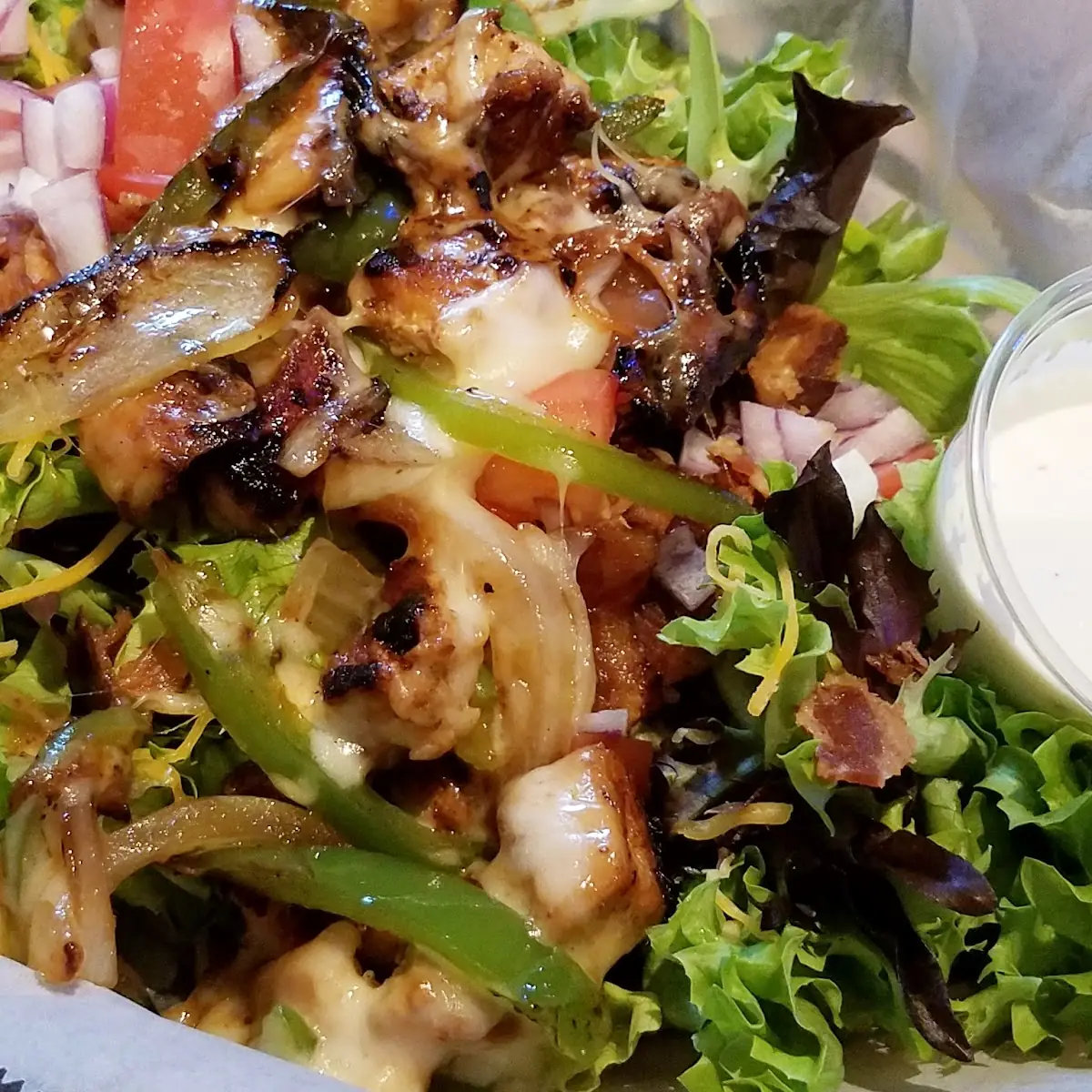 Salad with Philly Cheese Steak Topping