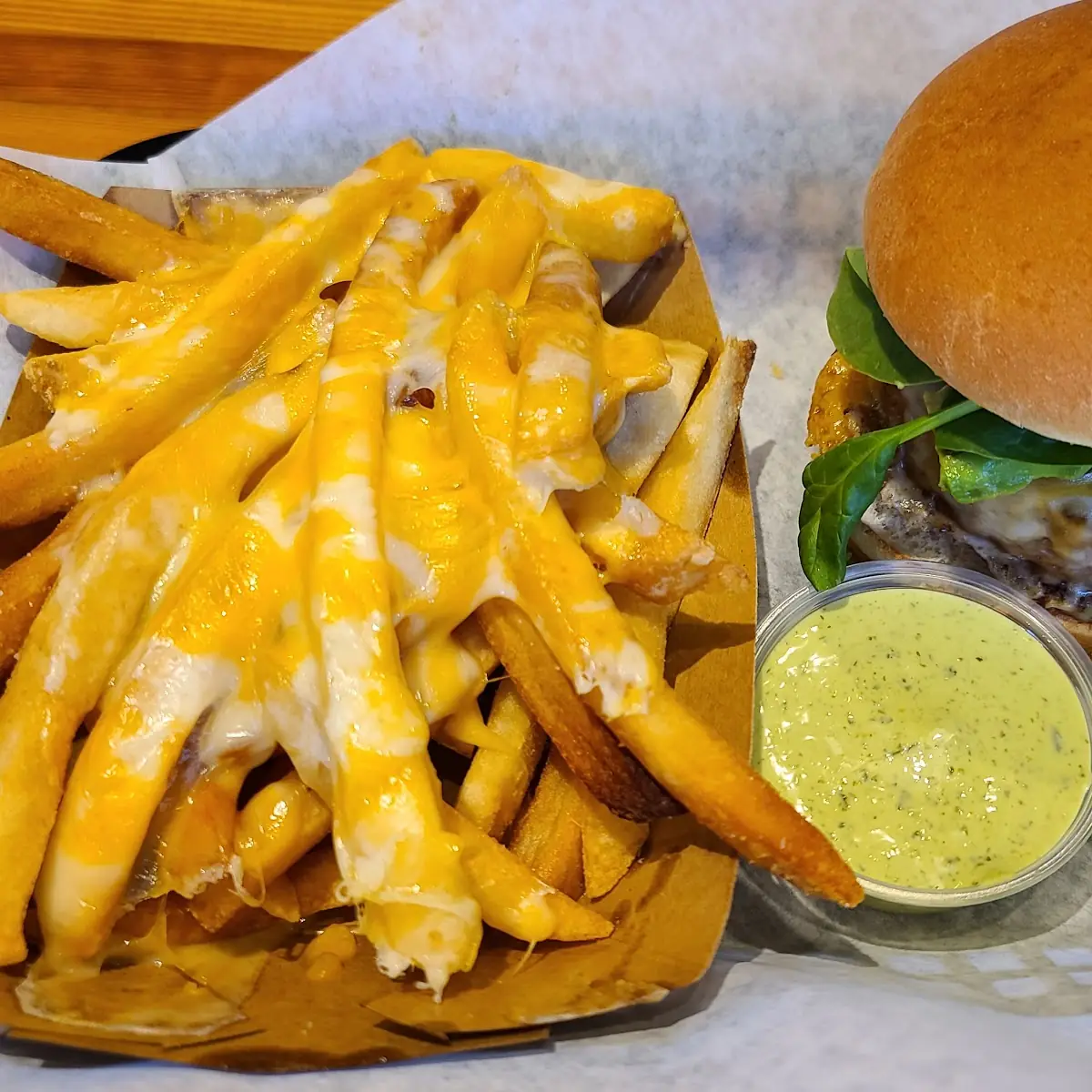 The Great Beyond w Cheese Fries and Cilantro Aioli