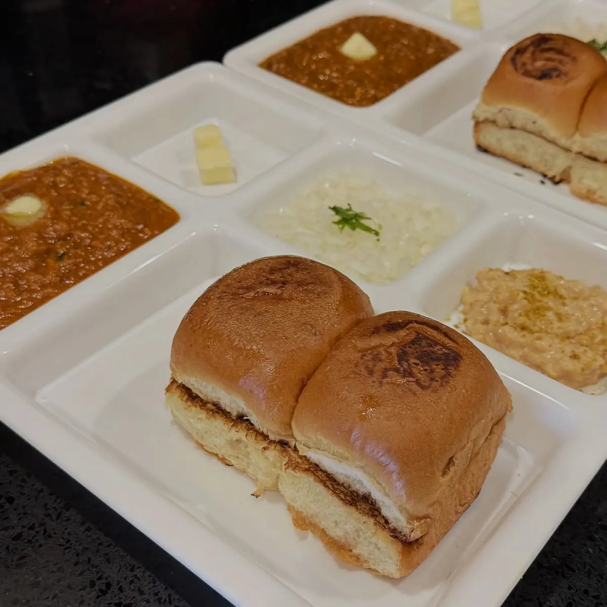 Mumbai Style Pav Bhaji with 2 Soft Dinner Roll, Mr India Restaurant & Bar