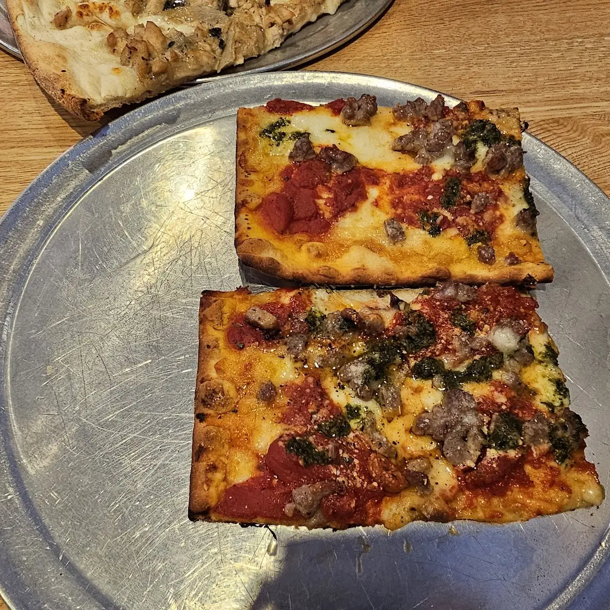 Grandma Pizza Slice with Sausage