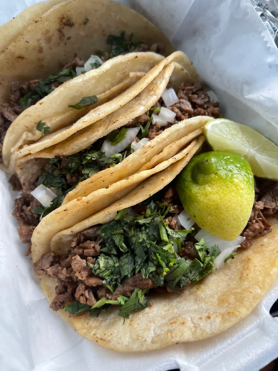 Three Street Tacos with Cilantro and Lime