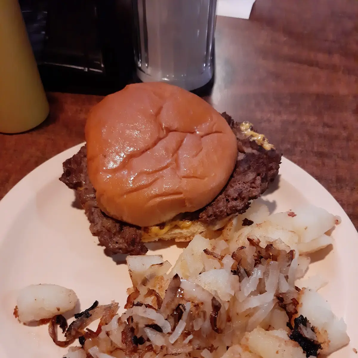 Hamburger and Fried Potatoes and Onions