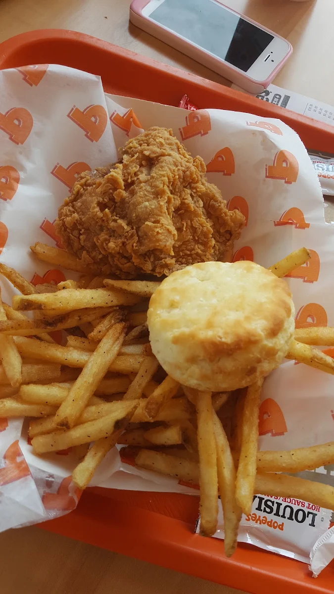Spicy Fried Chicken with Fries and Biscuit, Popeyes Louisiana Kitchen