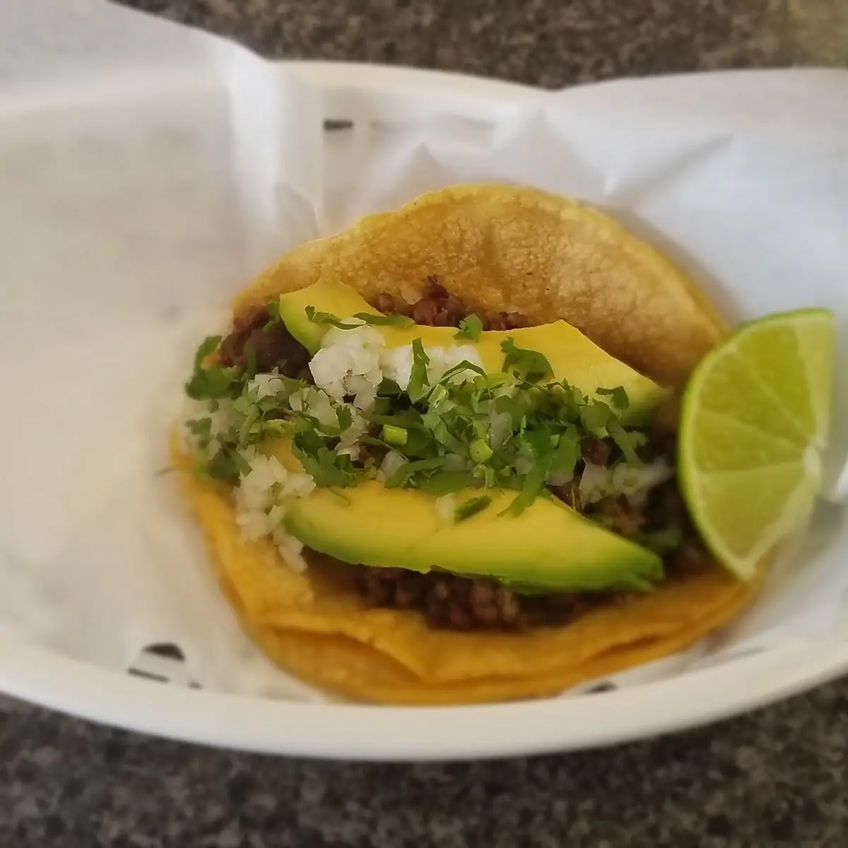 Asada Taco with Added Avocado