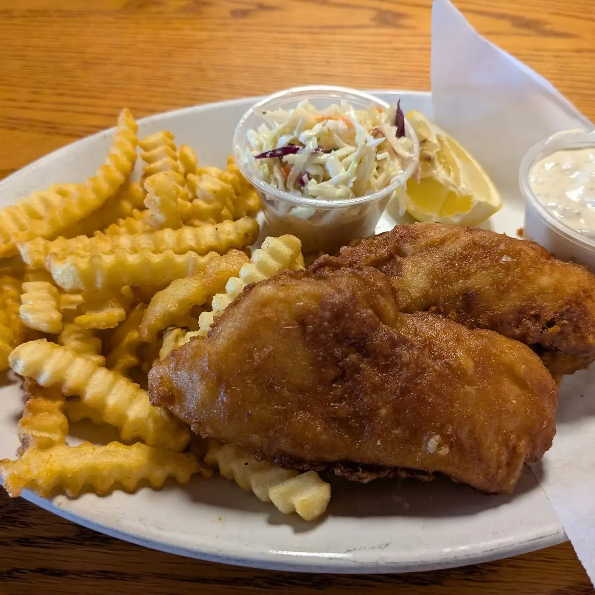Chicken Strips & Chips with Garlic Bread