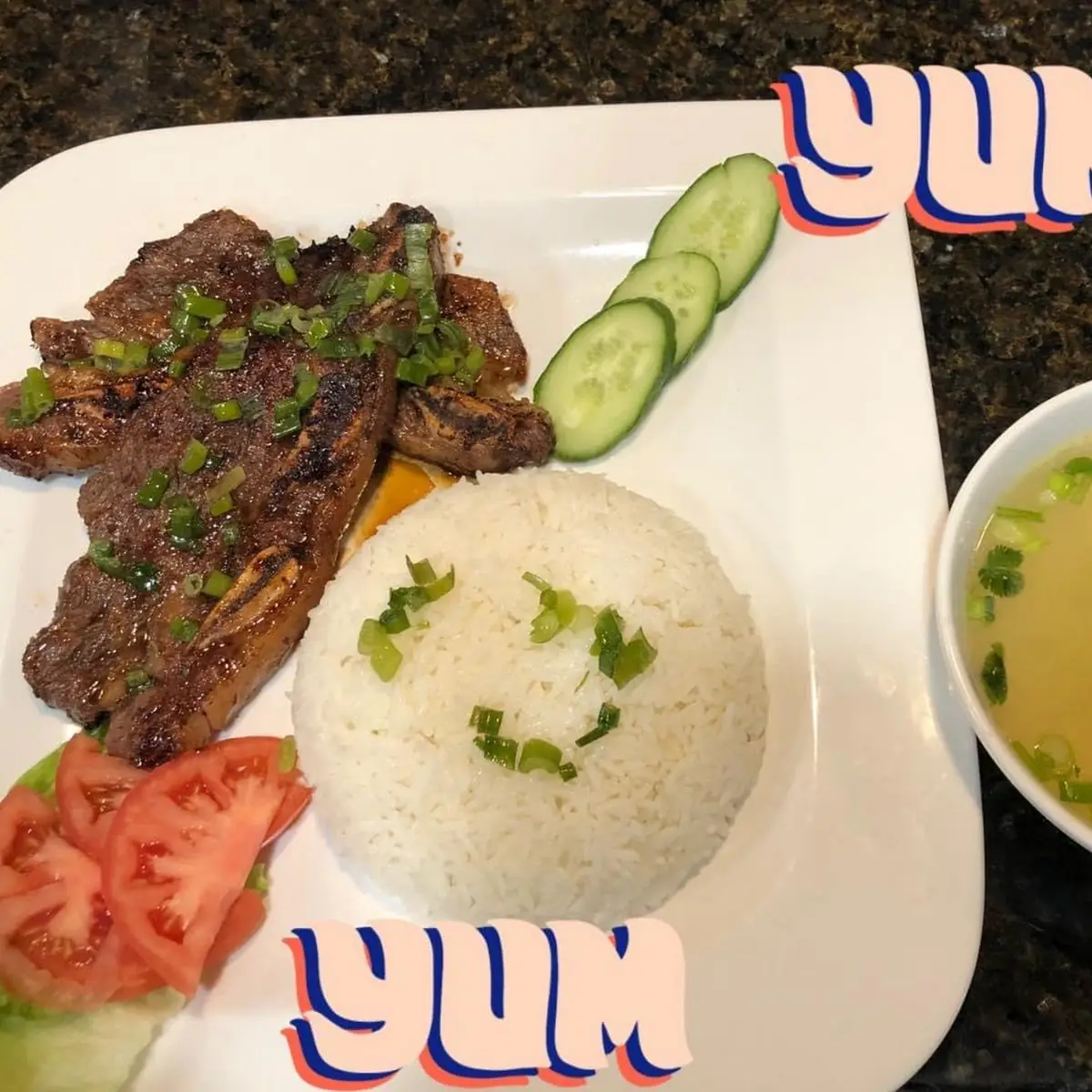 Grilled Pork Chops with White Rice