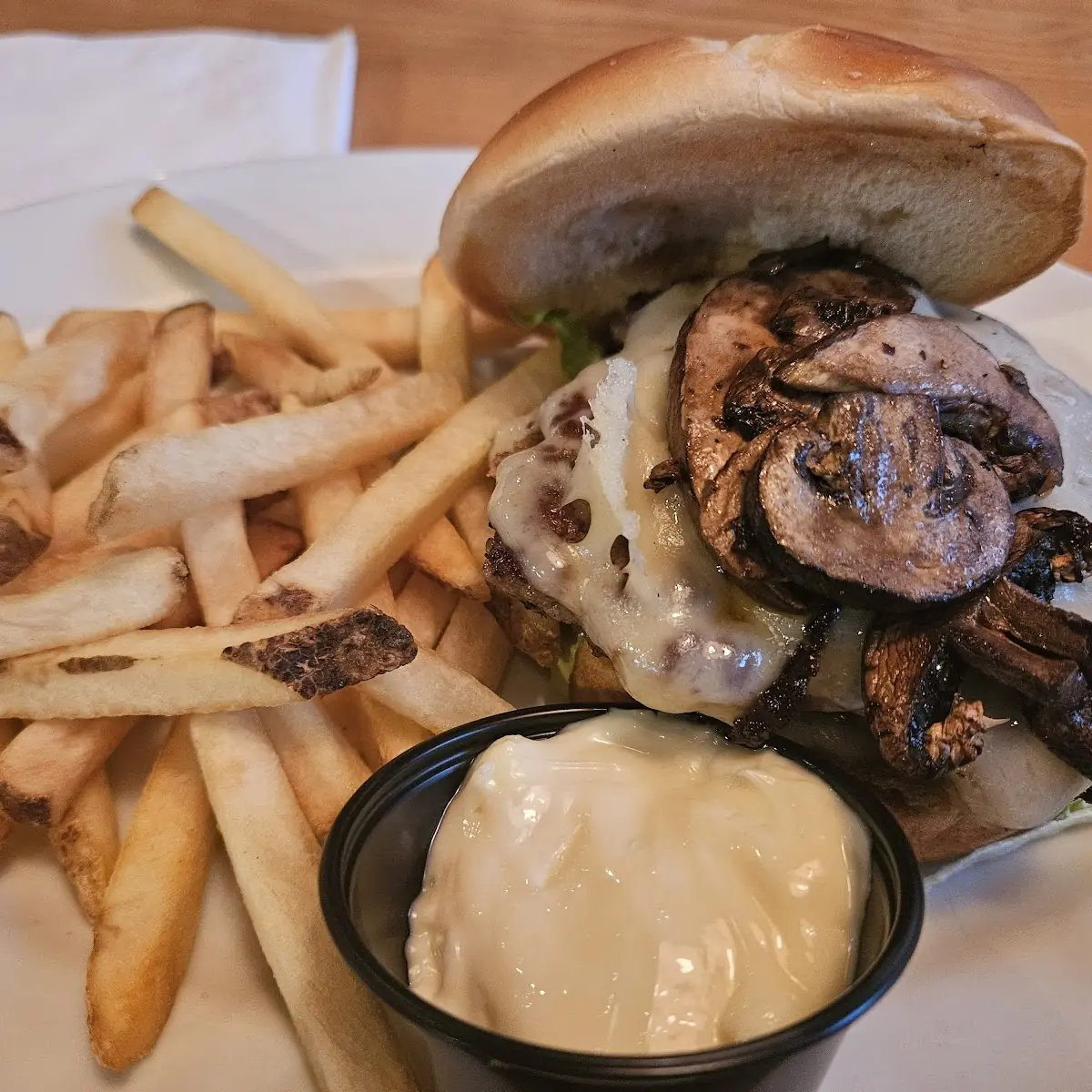 Mushroom Swiss Smashed Burger