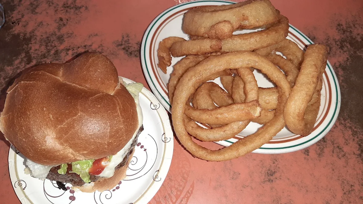 Hamburger and Onion Rings