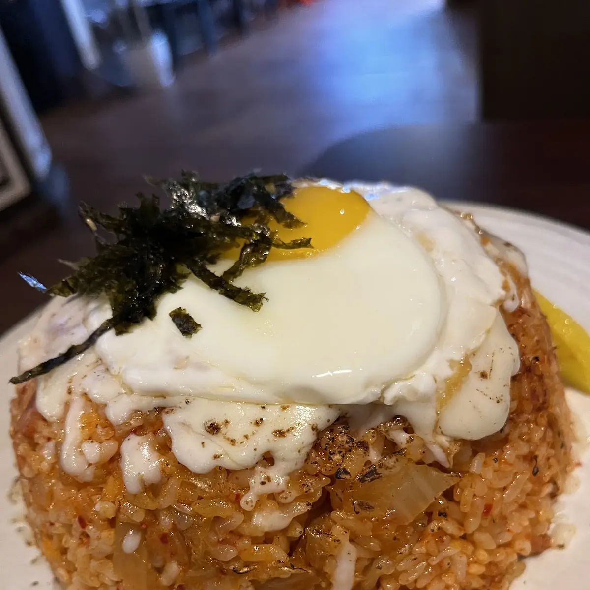 Kimchi Fried Rice with Mozzarella Cheese
