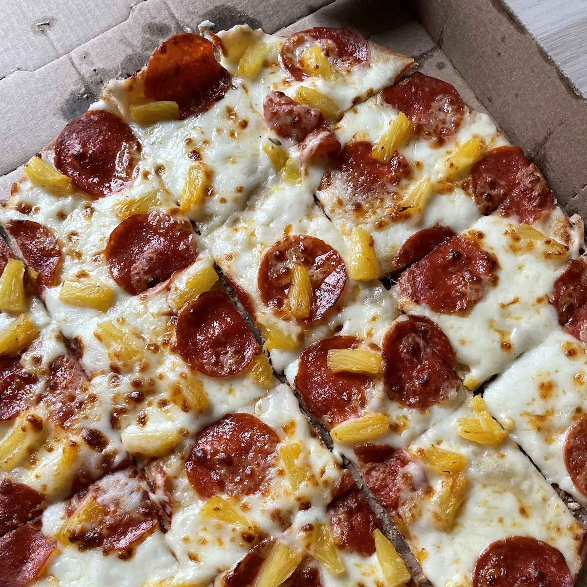 Thin Crust Pepperoni and Pineapple