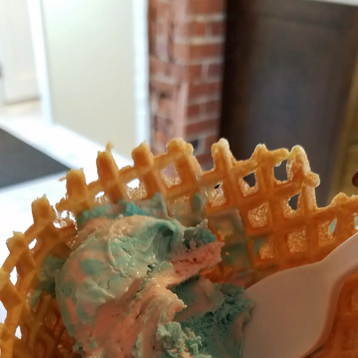 Cotton Candy Ice Cream in a Waffle Cone
