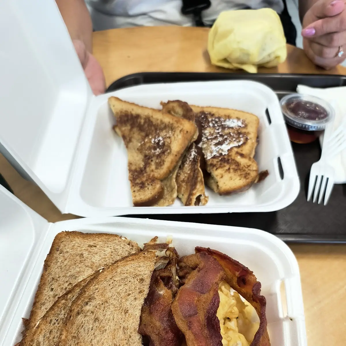 Bacon Eggs Hash Browns and Toast