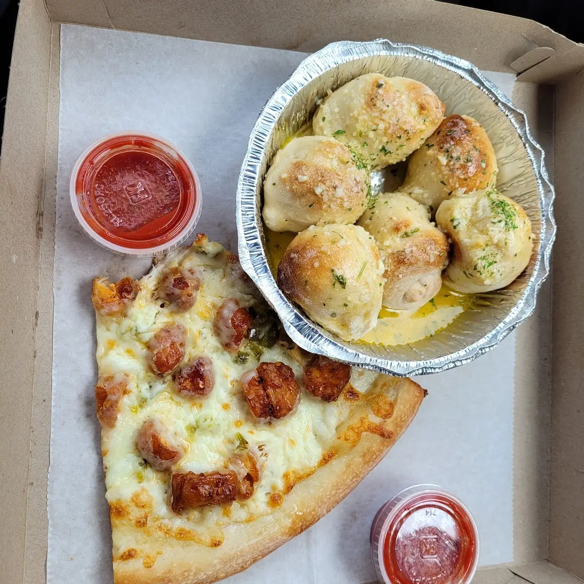 Honey BBQ Chicken Slice with Garlic Knots
