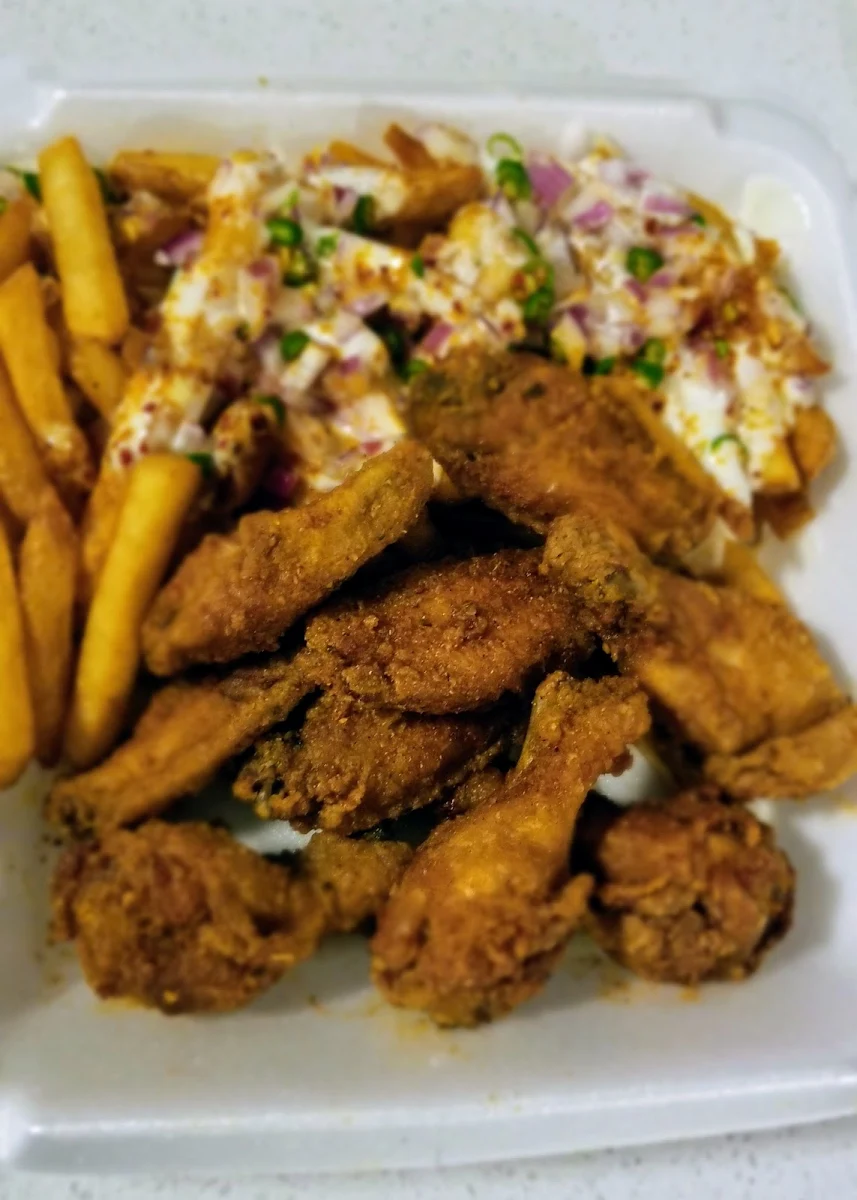 Butter Masala Wings and Fries, Wow! Wing House