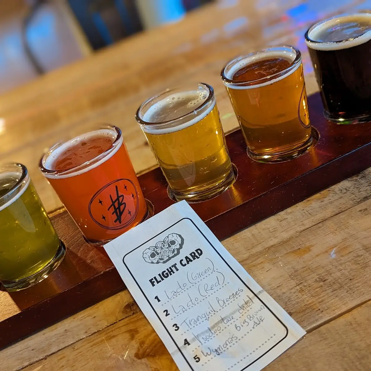 Beer Flight on Wooden Paddle