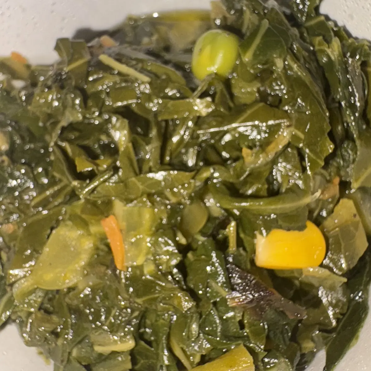 Collard Greens Made with Mixed Veggies not Meat