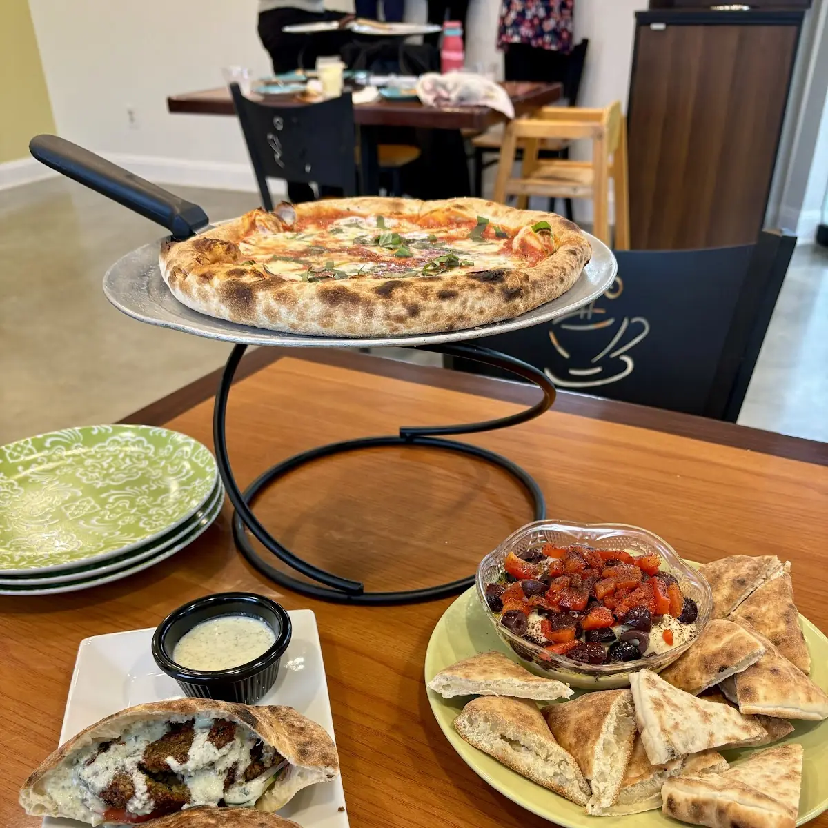 Margherita Pizza and Hummus