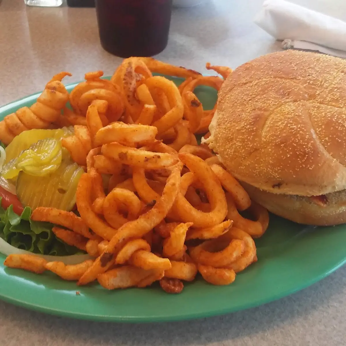 Bacon Cheeseburger with Curly Fries
