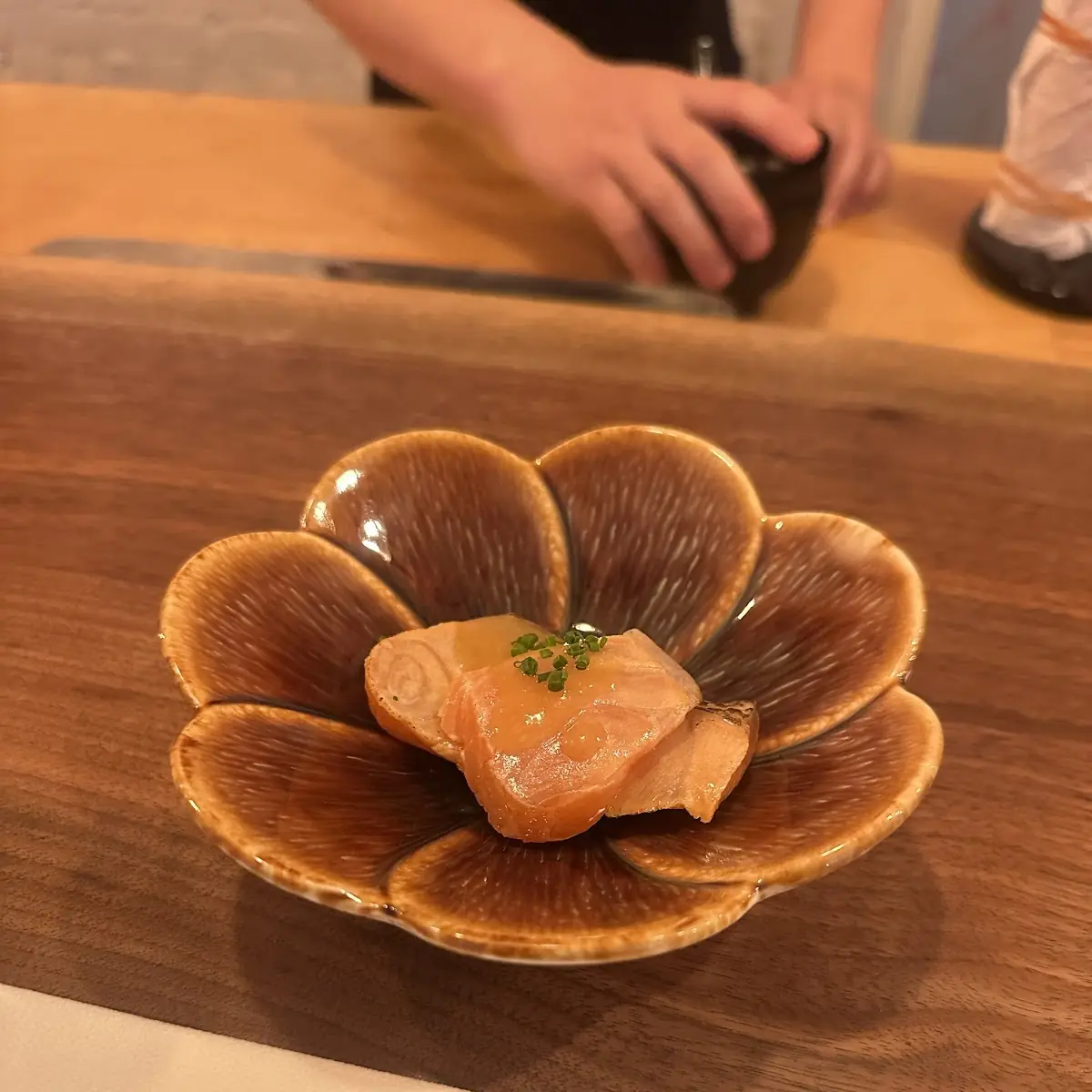 Seared Salmon Nigiri with Scallions