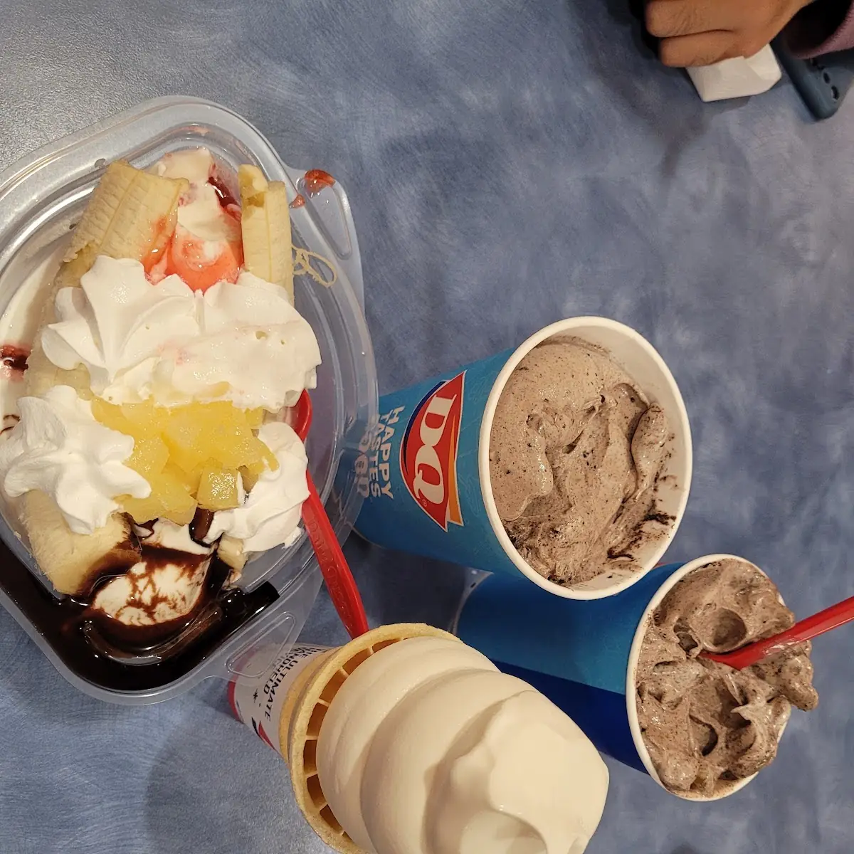 Banana Split Vanilla Ice Cream Cone Oreo Dirt Pie
