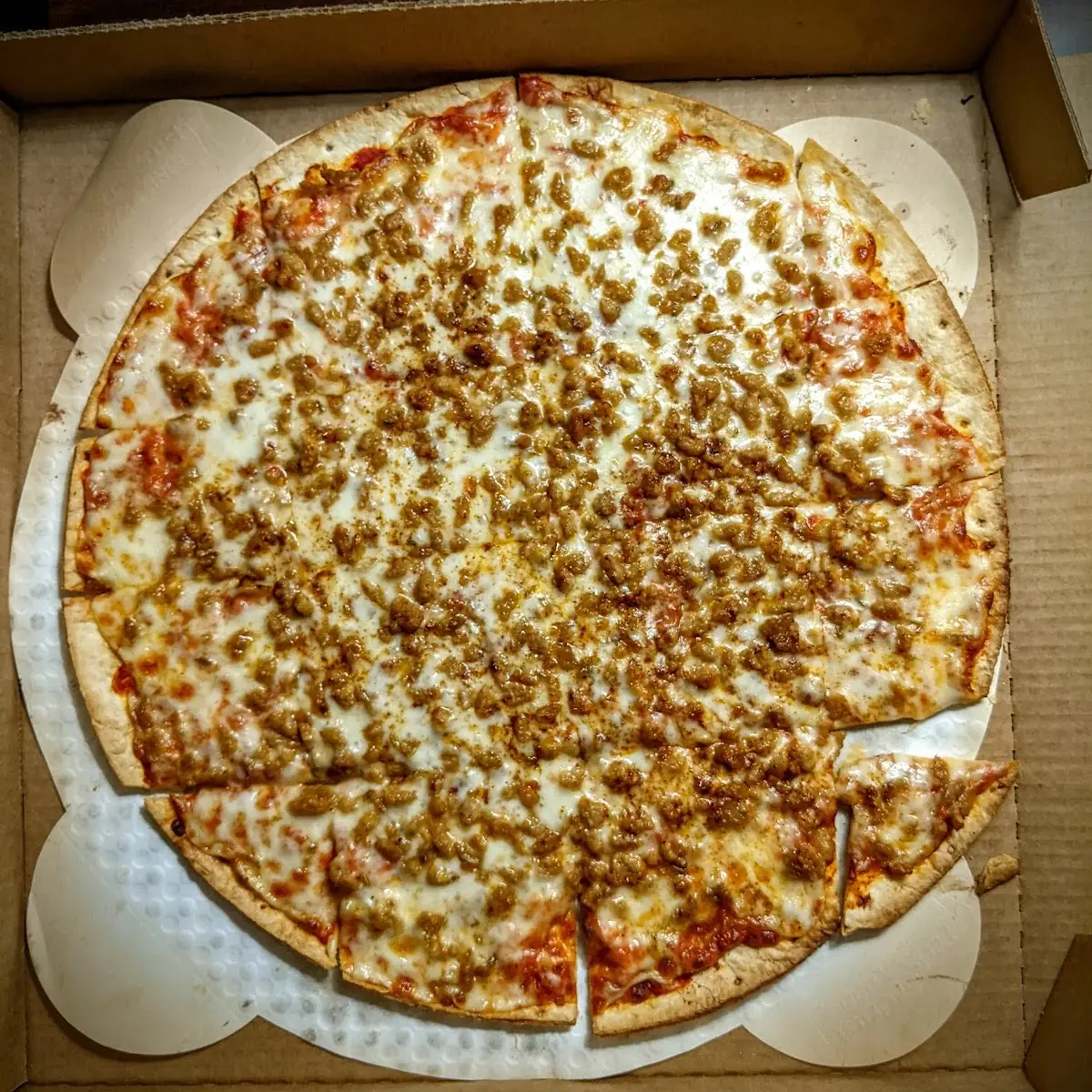 Thin Crust Sausage Pizza