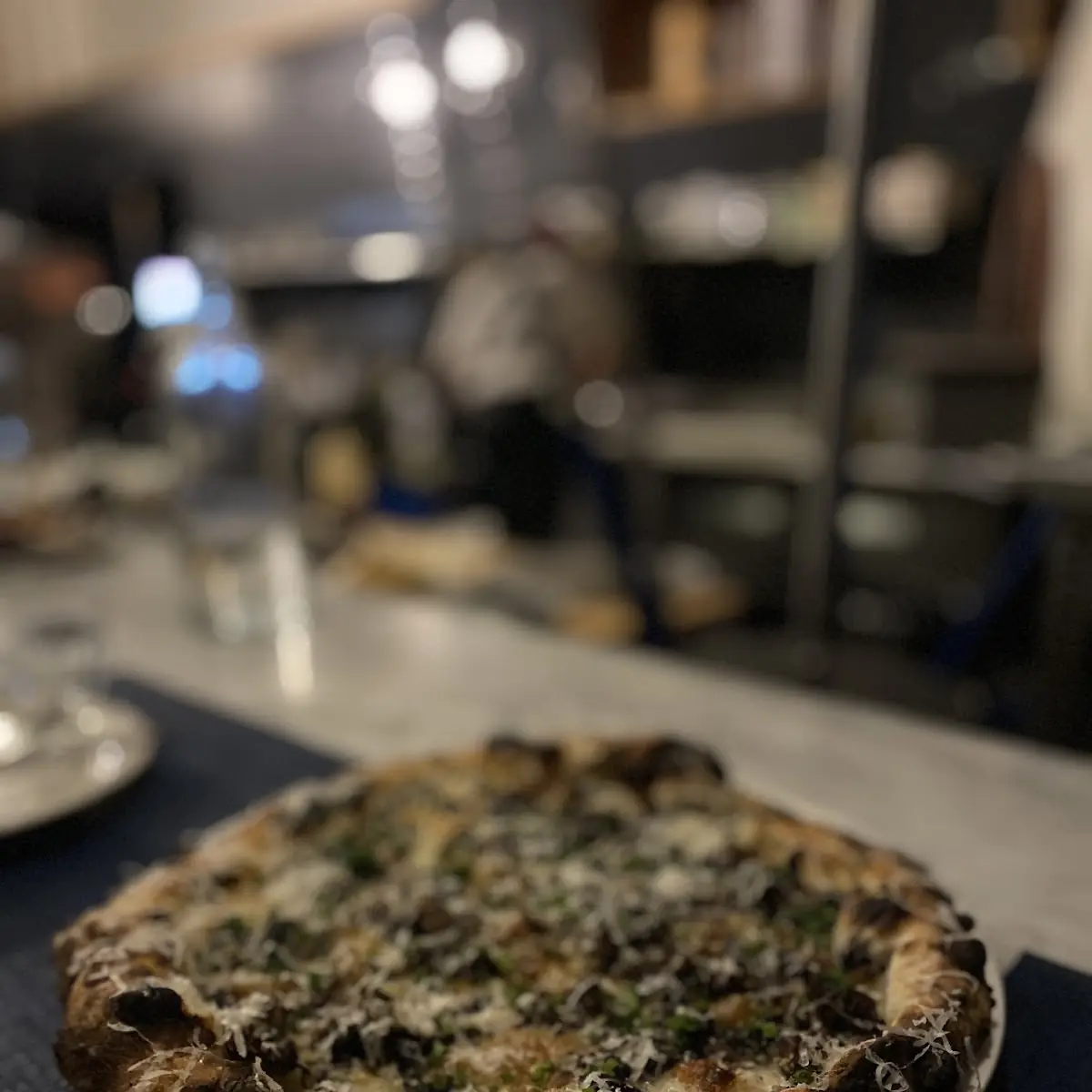 Mushroom Pizza with Grated Cheese