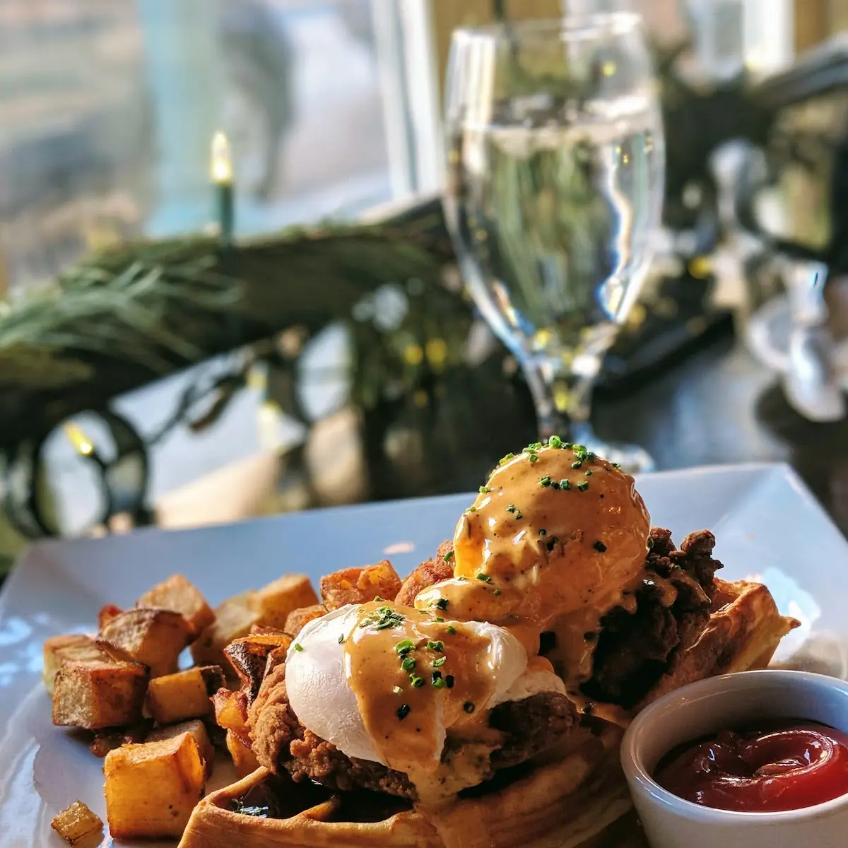 Chicken & Waffles Benedict