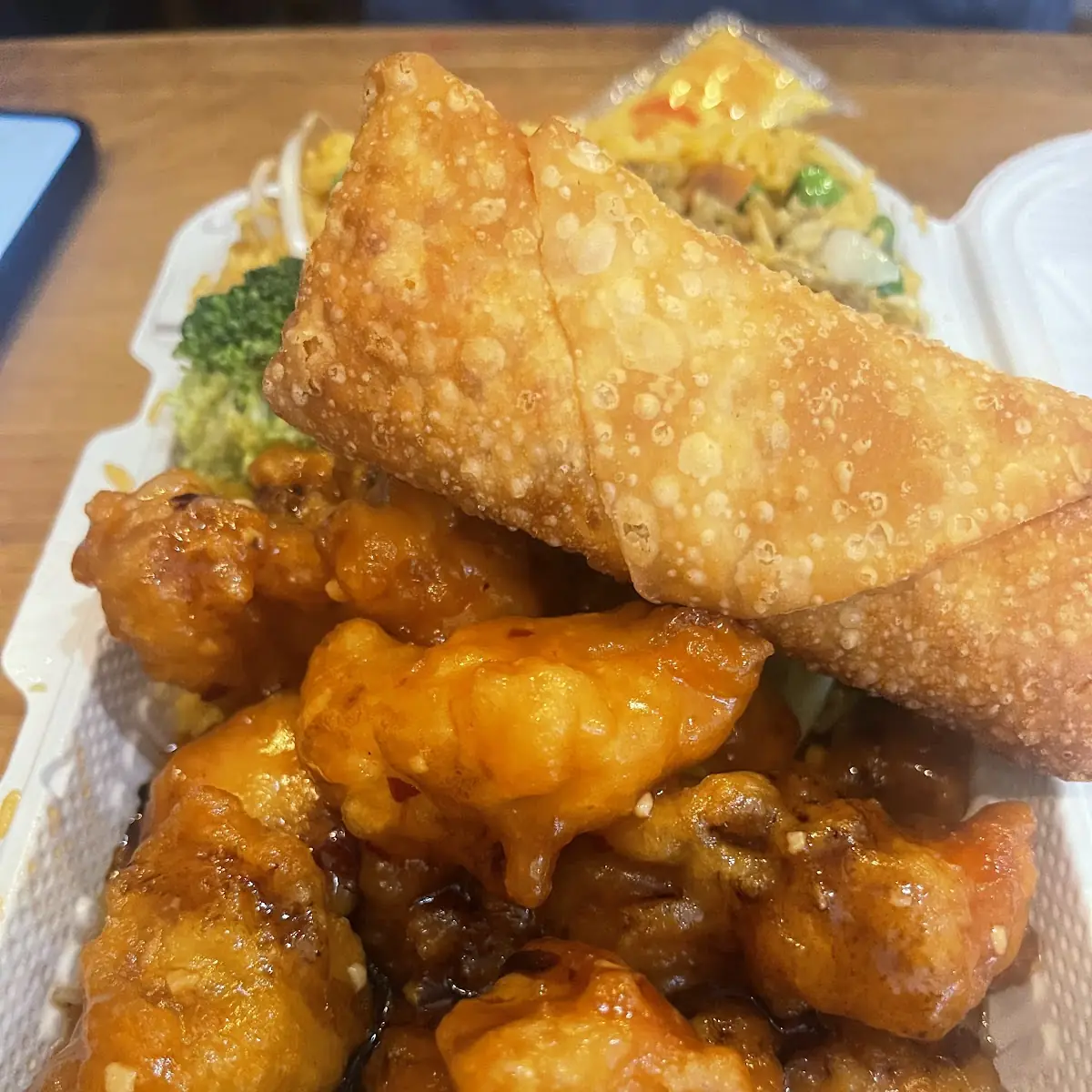 General TSO Chicken with Egg Roll